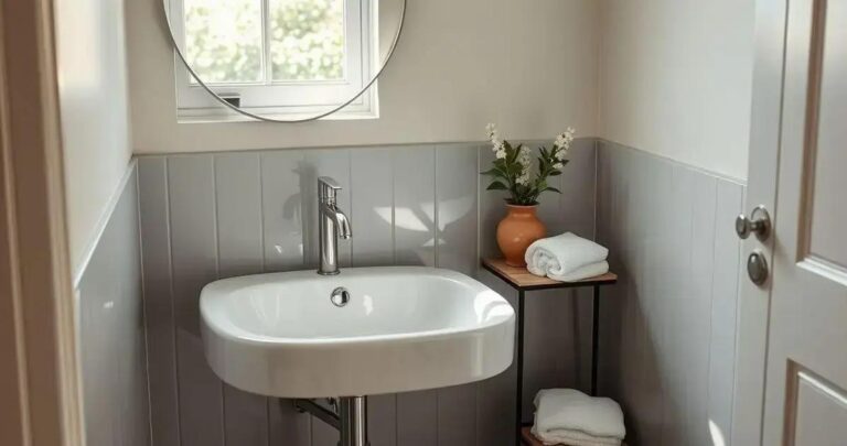 decoração de lavabo pequeno e elegante