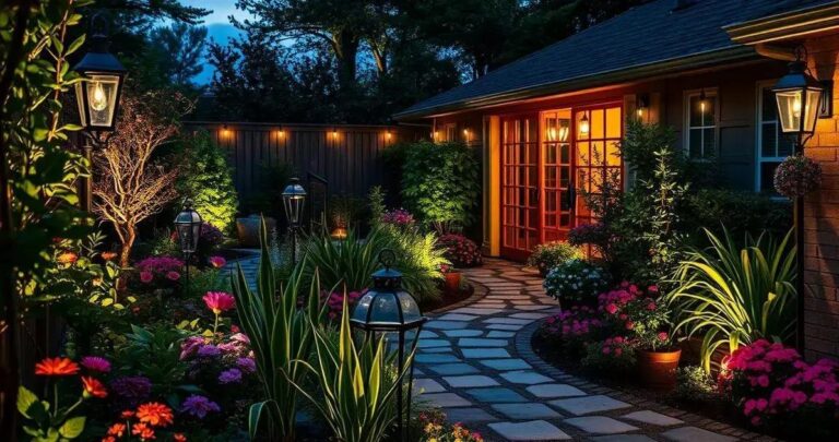 iluminação de jardim externo