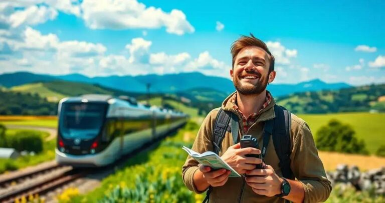 viagem de trem pela Europa